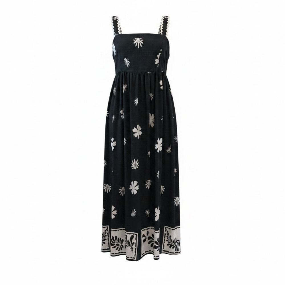 Umgee - Boutique Black & White Resort Midi Dress | Coastal Sundress SZ M | NWT